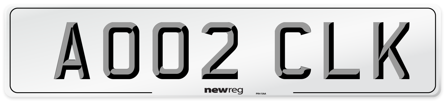 AO02 CLK Number Plate from New Reg